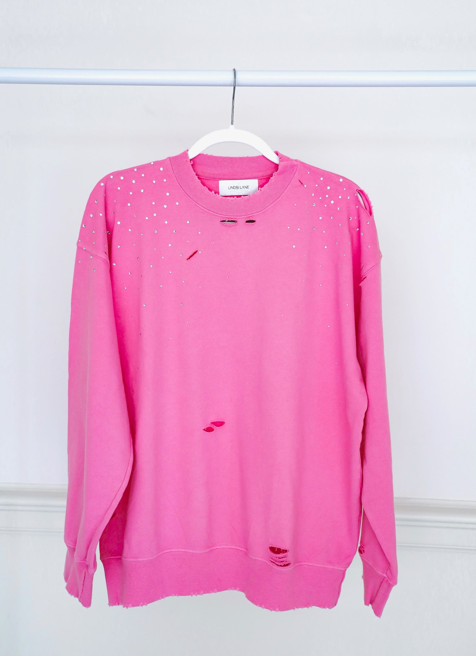 All Saints Storn Pink Splatter Sweatshirt Pullover Cotton newest Shirt XS Distressed